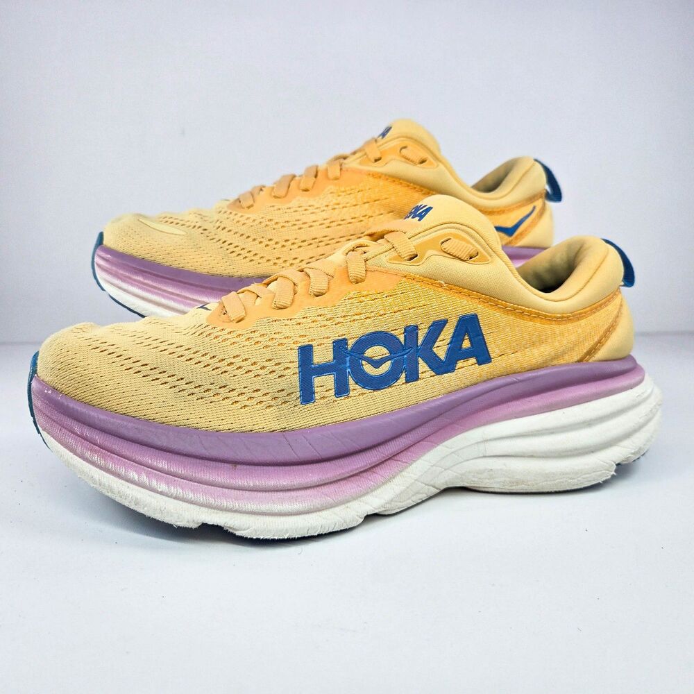 Hoka Bondi 8 ICYC 1127952 Women’s 7 Yellow Purple Running Shoes